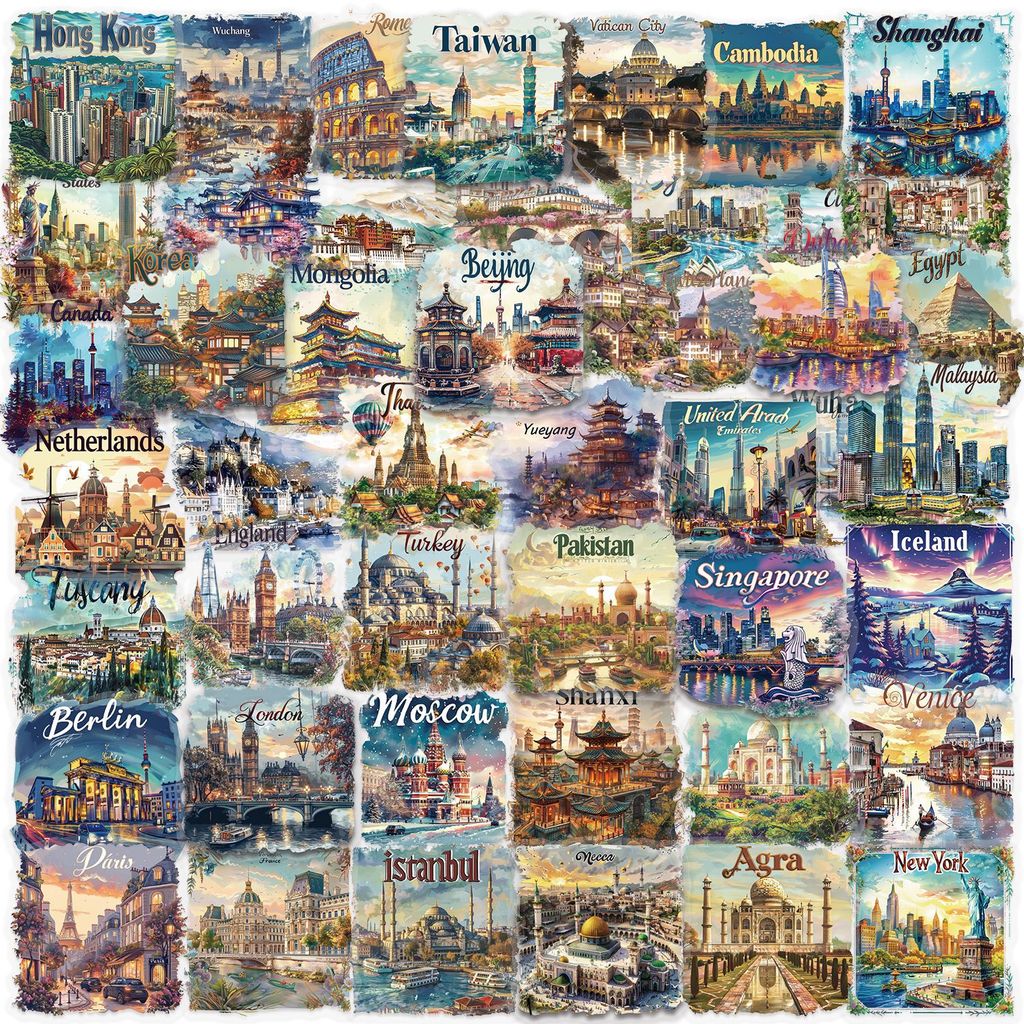 Travel Notebook Journal - 50 stuks transparante reisbriefkaart PET-stickers waterdichte