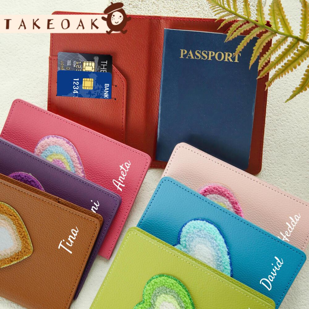 Travel Accessories Hong Kong - Gepersonaliseerde pluche hartvormige regenboog patch paspoorthoes