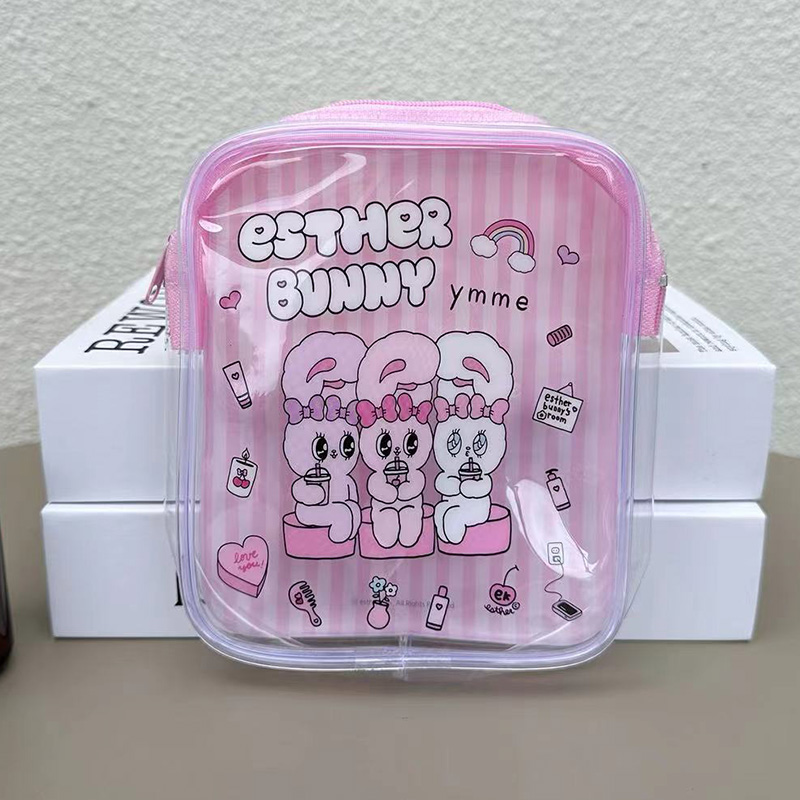 Travel Accessories Japan - Schattige Esther Bunny transparante make-uptas roze