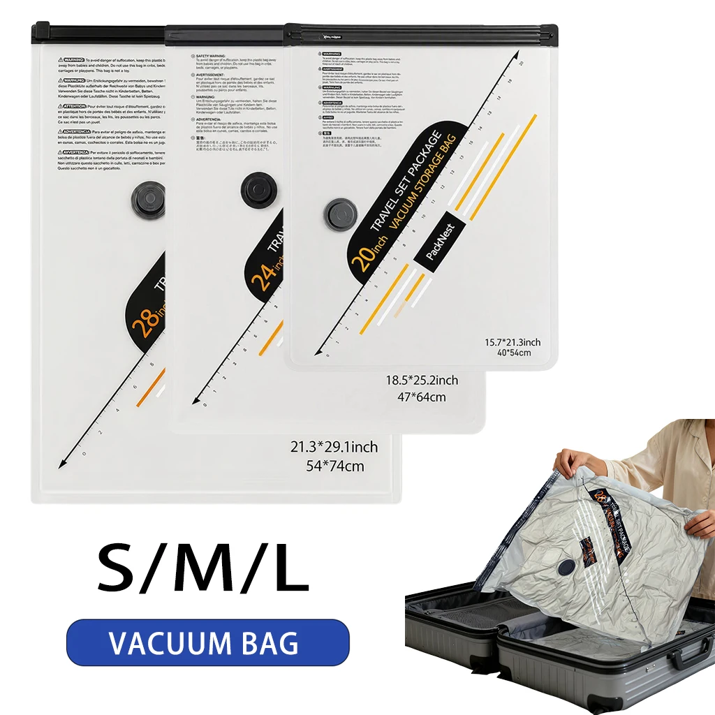 Compression Bag Vacuum - Scheurbestendige vacuümcompressiezakken, reisbenodigdhedenset, waterdichte multifunctionele kledingopbergorganizer,