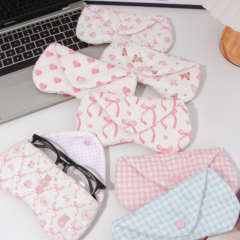 Travel Accessories Pouch For Women - Ins Koreaanse geruite stof Hartbrillenkoker Zonnebrilzakje