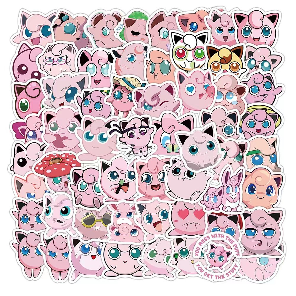 Travel Accessories Cute - Pokémon 50 schattige Jigglypuff-stickers voor dagboeken,