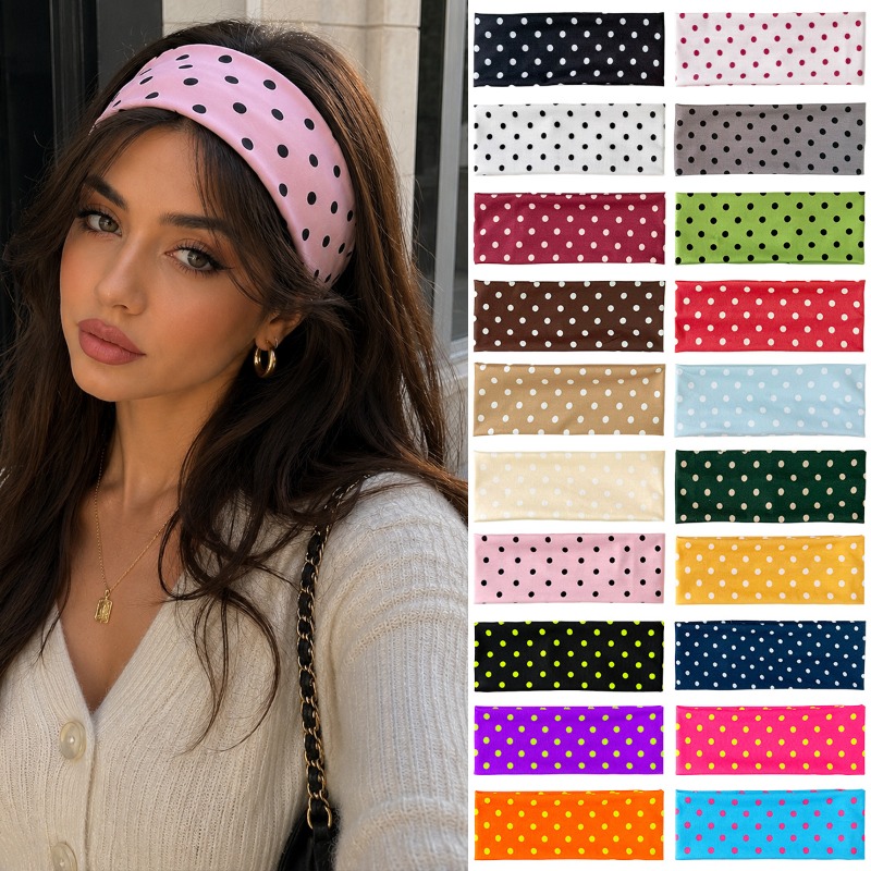 Travel Yoga Accessories - 2-delige polka dot elastische hoofdband van
