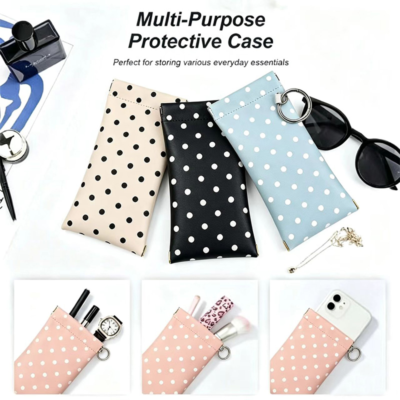 Travel Accessories Pouch For Women - 1pc Polka Dot Brillenzakje met sleutelhanger