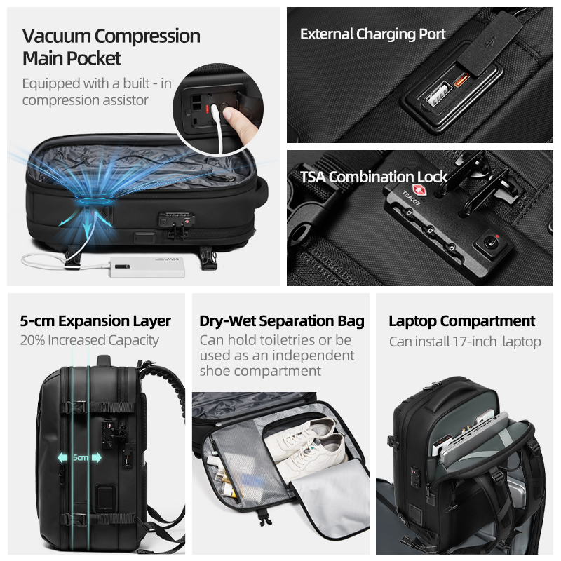 Reistas voor heren, één-knops  - Compression Bag Vacuum recensie en prijs